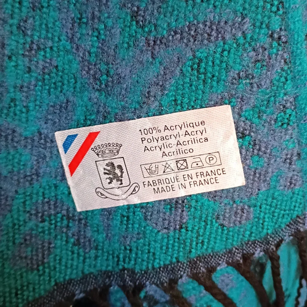 Vintage Paisley Print Wrap Shawl Made In France